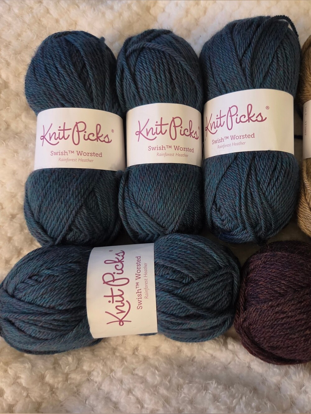 Knit Picks Swish™ Worsted Yarn Bundle - Teal, Brown, Taupe - Picture 2 of 7